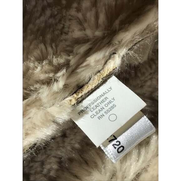 Express Women's Brown Distressed Leather Faux Fur Bomber Aviator Chore Jacket - Picture 5 of 9